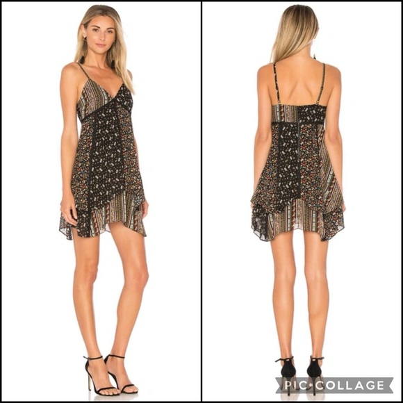 Alice + Olivia Silk Ditzy Floral Patchwork Print Ruffle Mini Dress - Picture 3 of 13